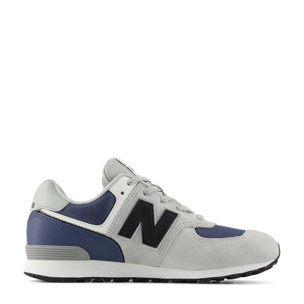 Grijs en blauwe jongens en meisjes New Balance 574 sneakers van suede/voering: textiel/voetbed: eva met veters