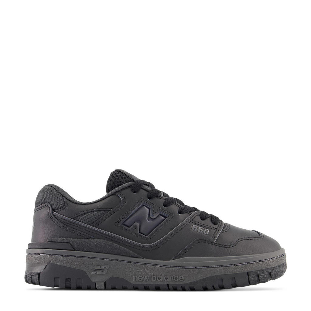 Zwarte jongens en meisjes New Balance 550 sneakers van bovenwerk van leer en synthetisch materiaal/voering van textiel met veters