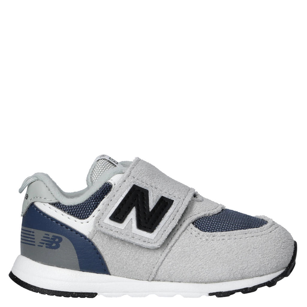 Grijze jongens en meisjes New Balance 574 sneakers van mesh-suède/voering: mesh/voetbed: eva met klittenband