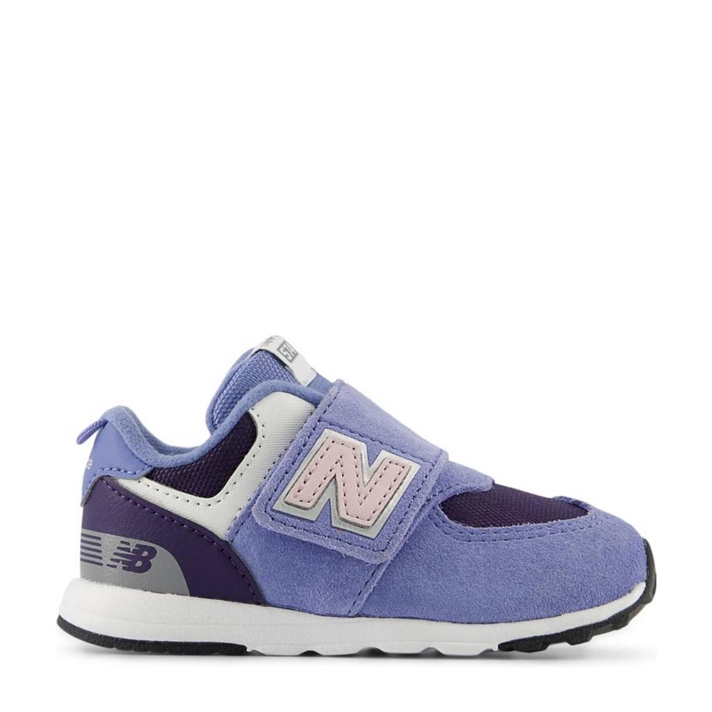 Paarse jongens en meisjes New Balance 574 sneakers van mesh-suède/voering: mesh/voetbed: eva met klittenband