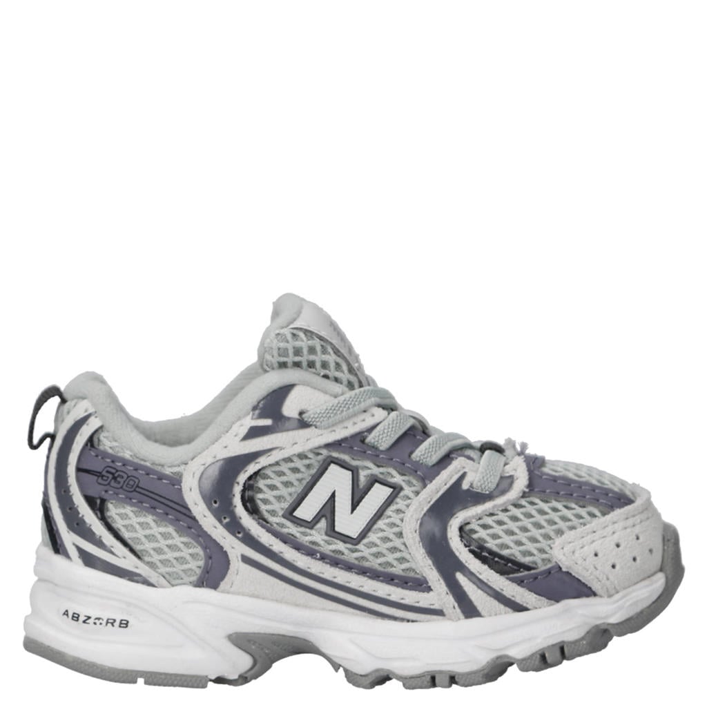 Grijs en lichtgrijze jongens en meisjes New Balance 530 sneakers van imitatiesuede/mesh met veters