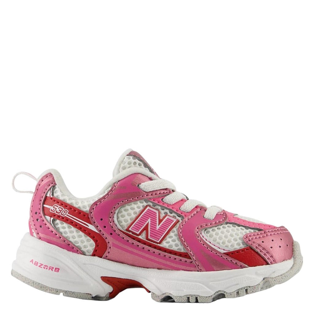 Roze, rood en witte jongens en meisjes New Balance 530 sneakers van imitatiesuede/mesh met veters