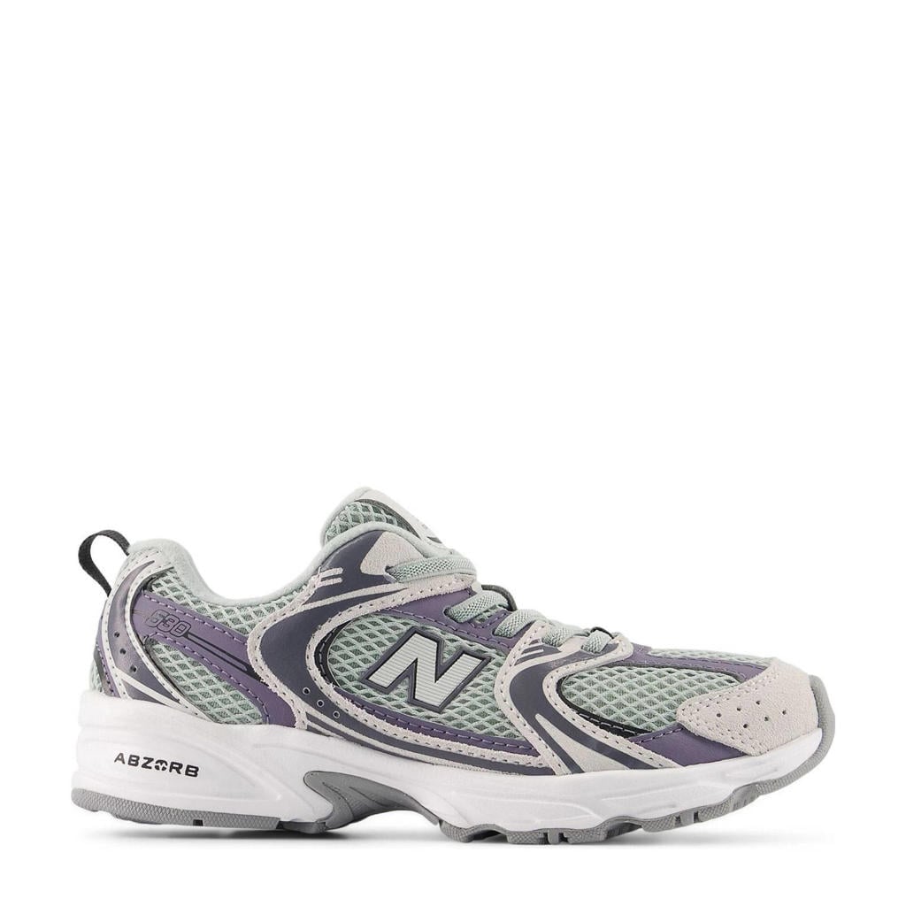 Grijs en lilakleurige jongens en meisjes New Balance 530 sneakers van synthetic met elastische veters