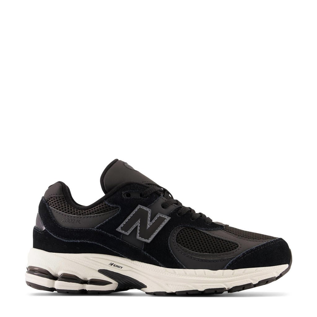 Zwart en antraciete jongens en meisjes New Balance 2002 Lace sneakers van imitatieleer/imitatiesuede/mesh met veters