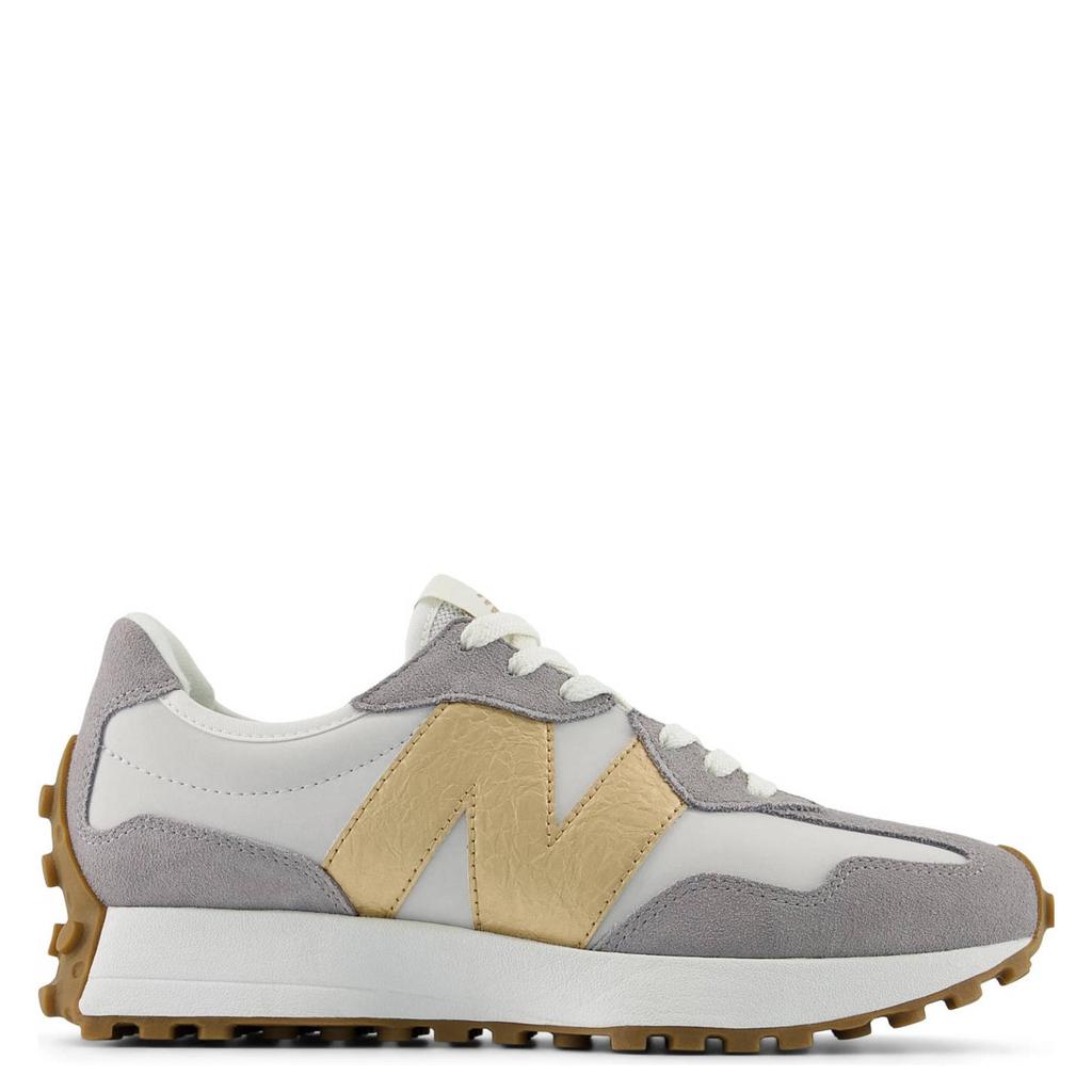 Grijs en gouden dames New Balance 327 sneakers van mesh-suède/voering: mesh/voetbed: eva met veters