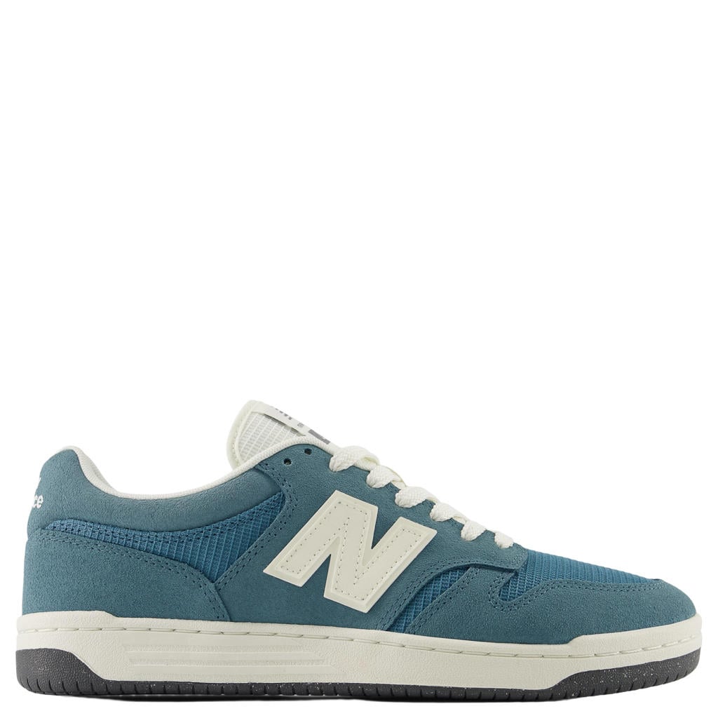 Blauw en ecru unisex New Balance 480 sneakers van mesh gecombineerd met suede/voering: mesh met veters