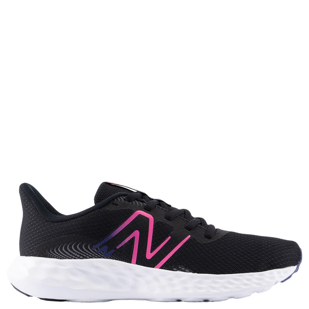 Zwart en roze dames New Balance hardloopschoenen van mesh met veters