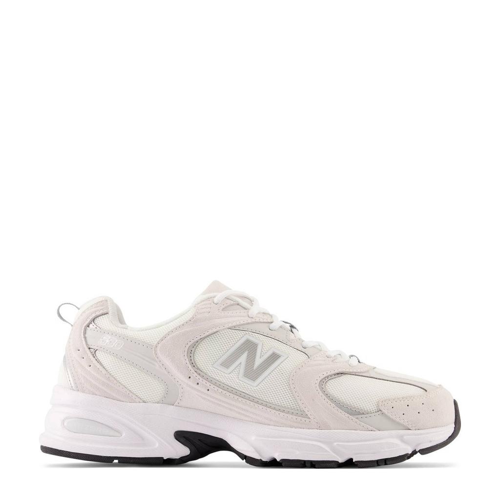 Ecru, lichtgrijs en witte unisex New Balance 530 sneakers van synthetic met veters