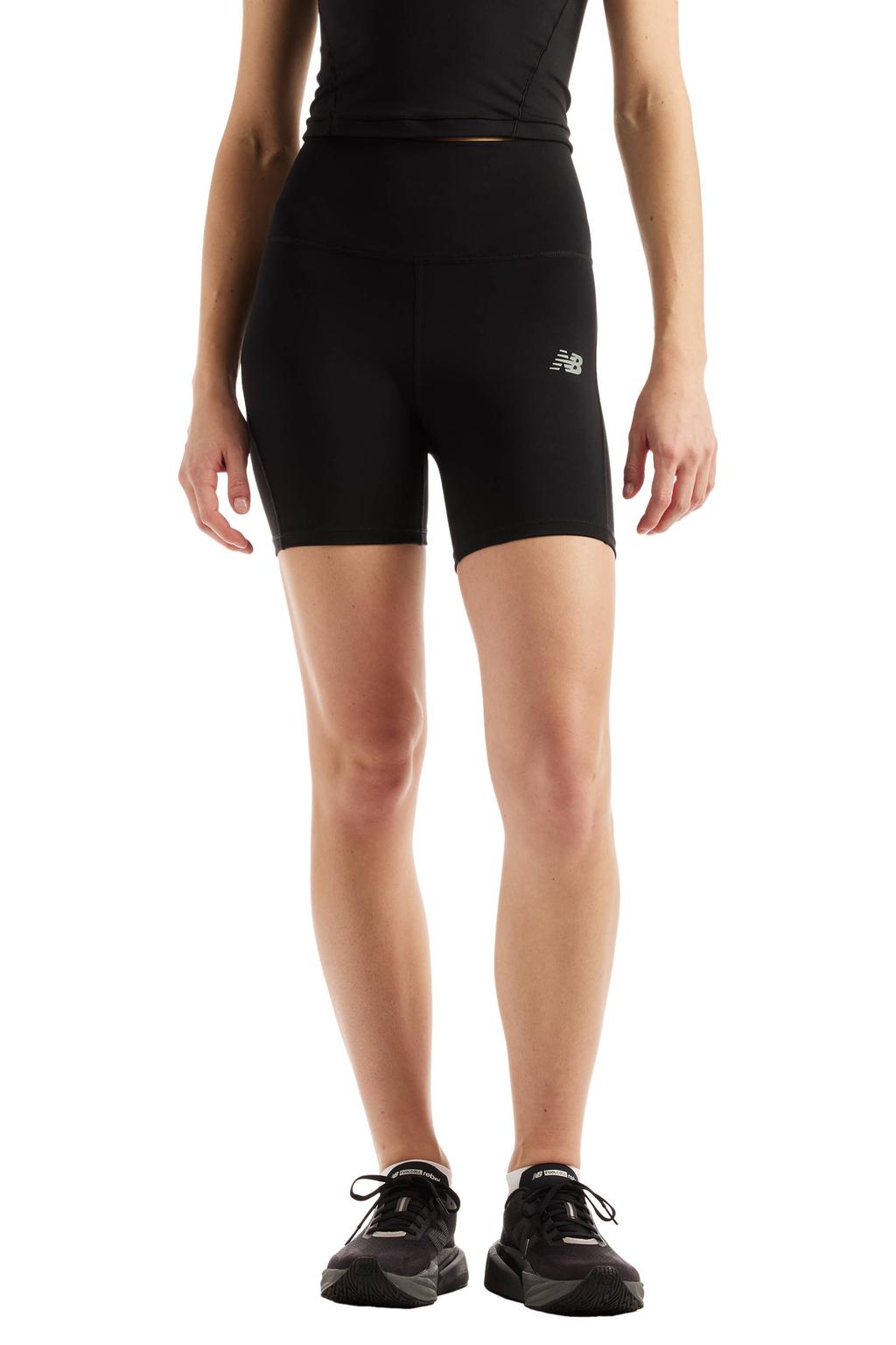 Zwarte dames New Balance sportshort van polyester met slim fit en regular waist