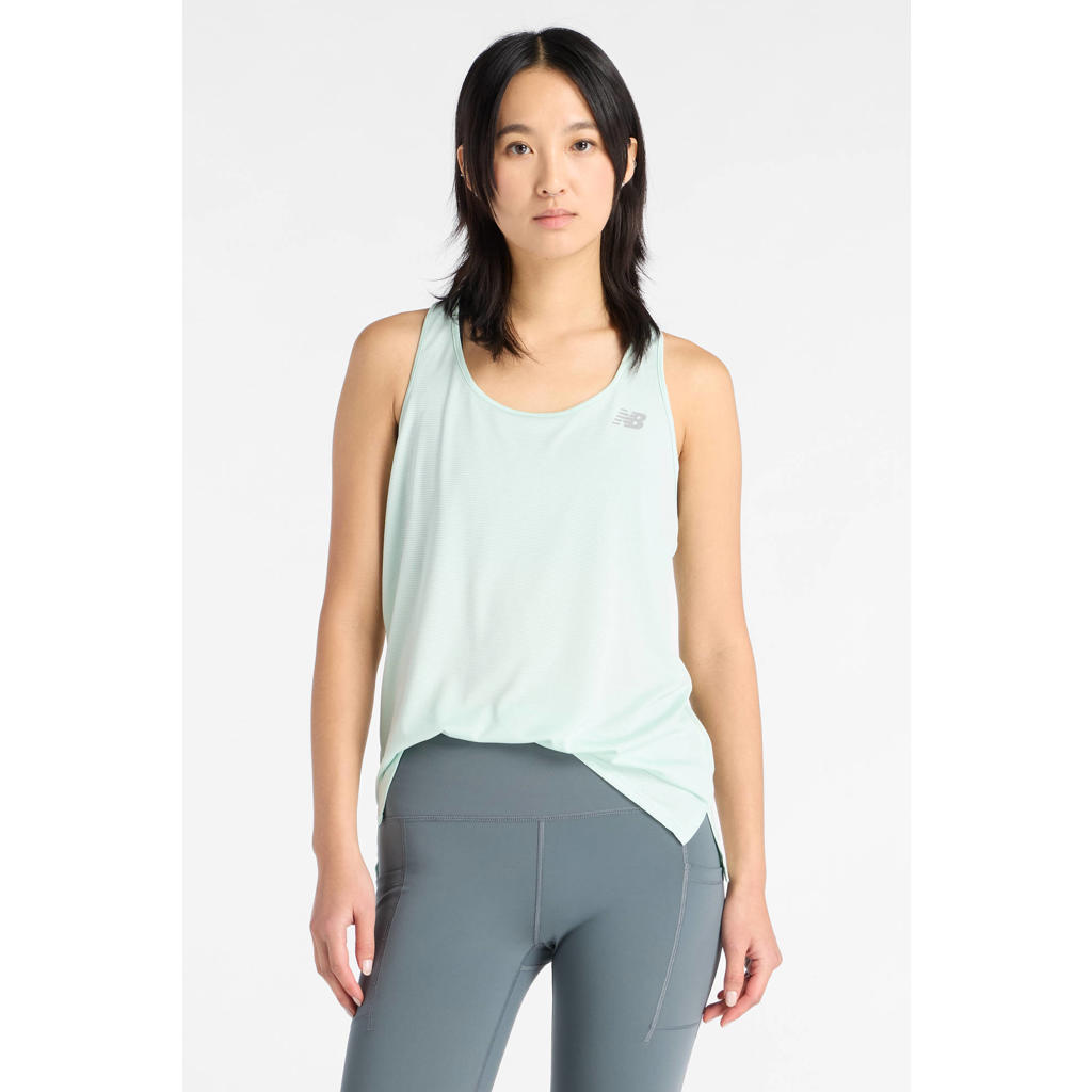 Mintgroene dames New Balance Knit Tank hardlooptop van polyester met effen en ronde hals