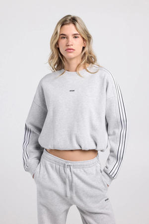gestreepte cropped trui grijs
