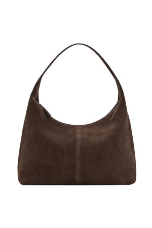 suede schoudertas bruin