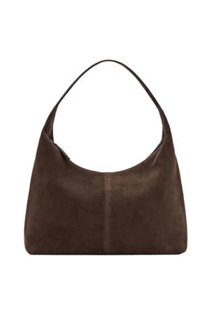 suede schoudertas bruin