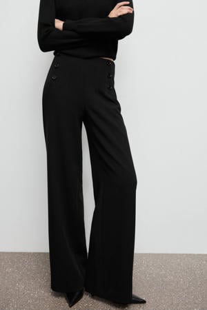 wide leg high waist broek zwart