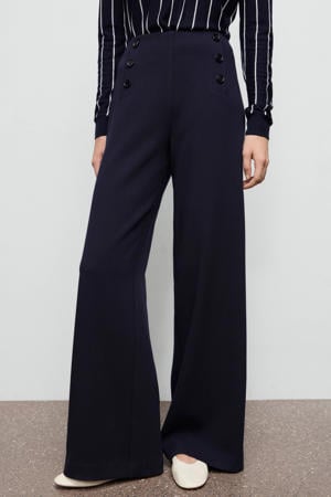 wide leg high waist broek donkerblauw