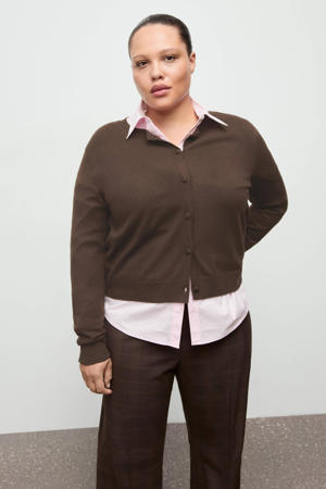 gebreid vest donkerbruin