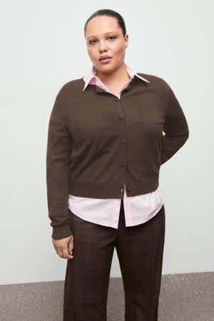gebreid vest donkerbruin