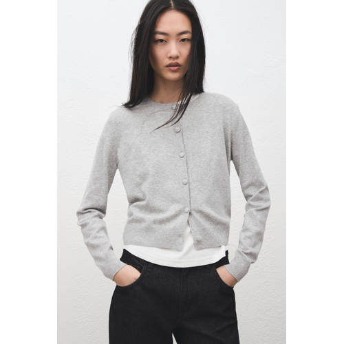 Mango gebreid vest lichtgrijs afbeelding