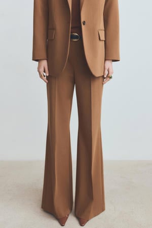 wide leg high waist broek bruin