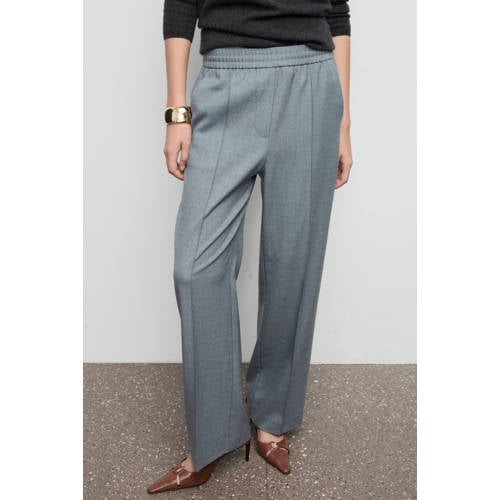 Mango straight regular waist casual broek grijs afbeelding