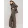 Mango straight high waist geruite broek grijsbruin