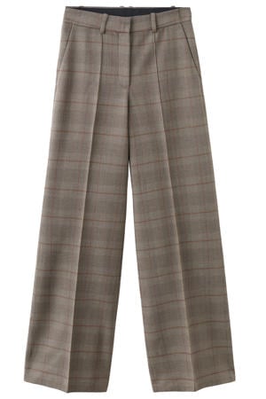 straight high waist geruite broek grijsbruin
