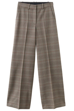 straight high waist geruite broek grijsbruin