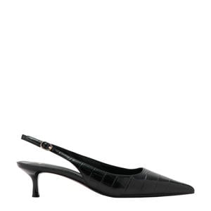 slingback pumps met crocoprint zwart