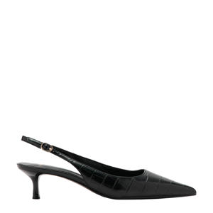 slingback pumps met crocoprint zwart
