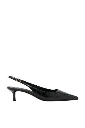slingback pumps met crocoprint zwart