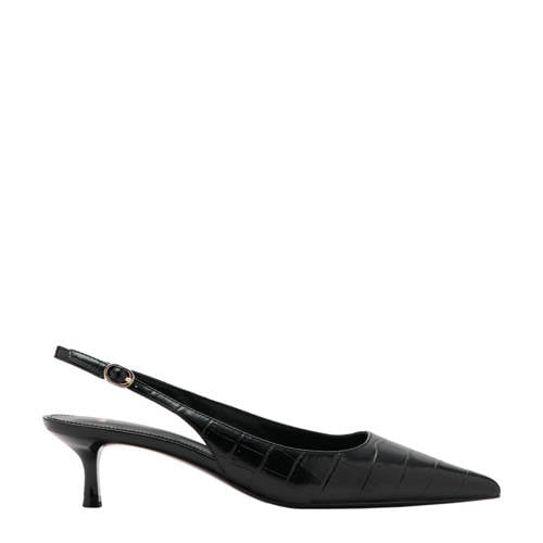 Mango slingback pumps met crocoprint zwart afbeelding