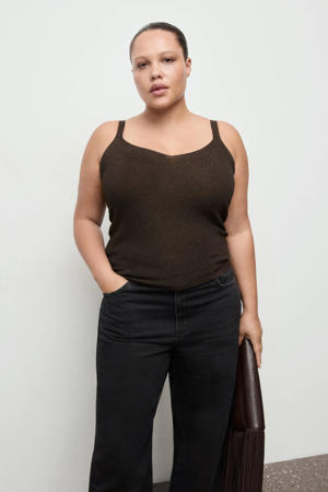 glitter top donkerbruin met glitter