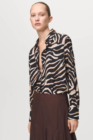blouse met zebraprint zwart
