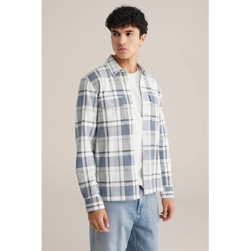 WE Fashion geruit overshirt blauw afbeelding