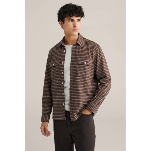 WE Fashion geruit overshirt bruin afbeelding