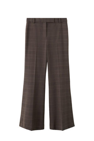 straight high waist geruite pantalon bruin