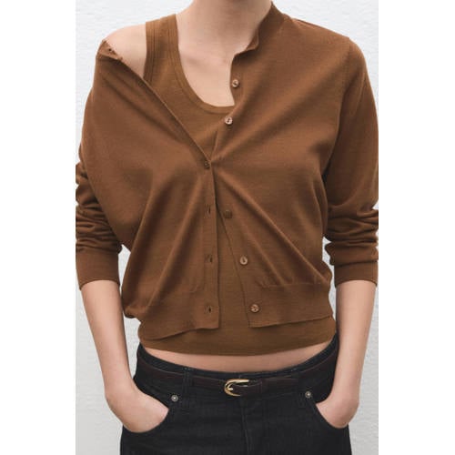 Mango gebreid vest bruin afbeelding