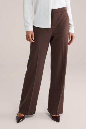 jersey high waist pantalon donkerbruin