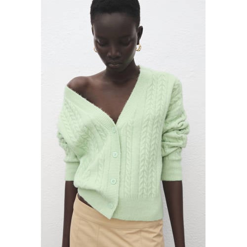 Mango gebreid vest lichtgroen afbeelding