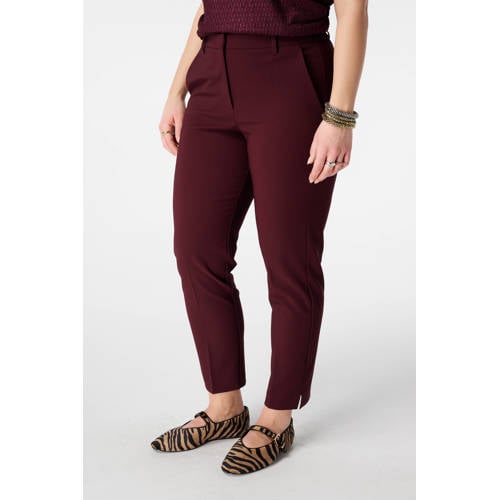 MS Mode slim regular waist broek donkerrood afbeelding