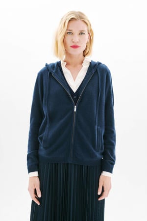 sweatvest met wol donkerblauw
