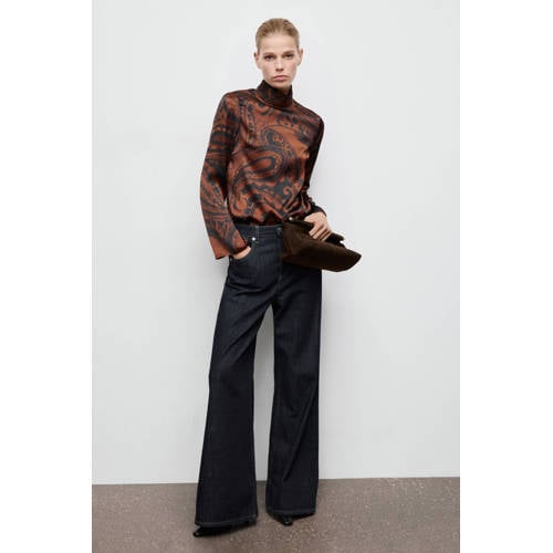 Mango top met paisley print bruin afbeelding