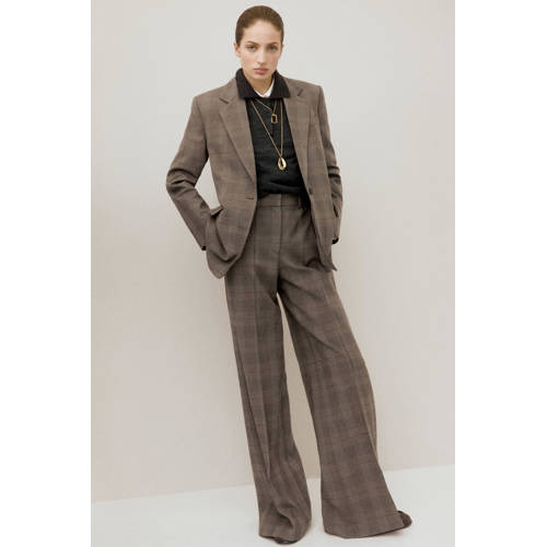 Mango geruit regular blazer grijsbruin afbeelding