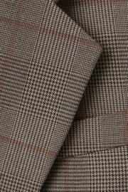 thumbnail: Grijsbruine dames Mango geruit regular blazer bruin van polyester met lange mouwen, reverskraag en knoopsluiting