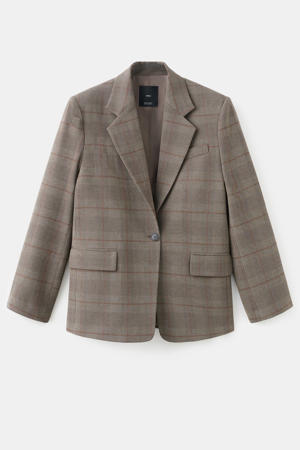 geruit regular blazer grijsbruin