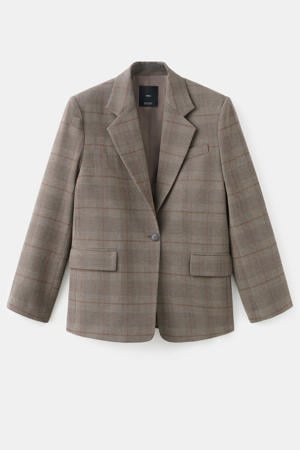geruit regular blazer grijsbruin