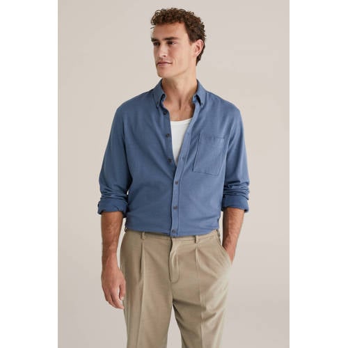 WE Fashion regular casual overhemd blauw afbeelding