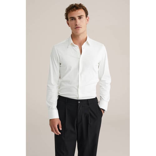 WE Fashion slim zakelijk overhemd ecru afbeelding