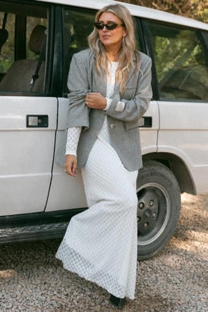 oversized blazer met wol grijs