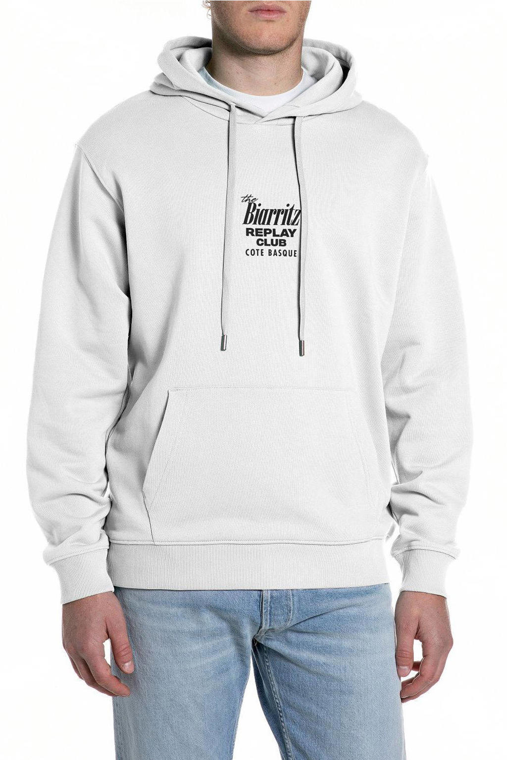 REPLAY hoodie met backprint wit